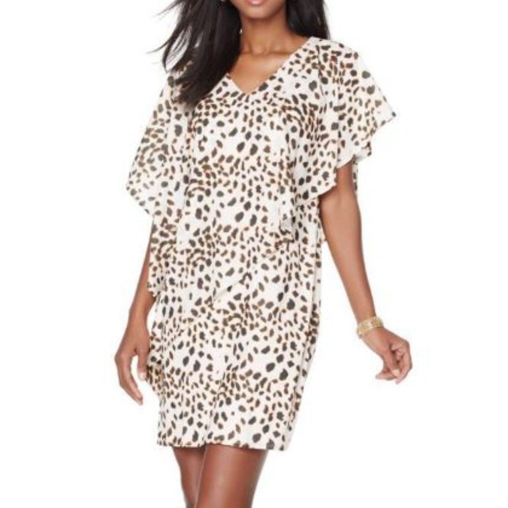 Jay by Jay Godfrey Animal Print Layered Capelet Dress Size Medium NWT